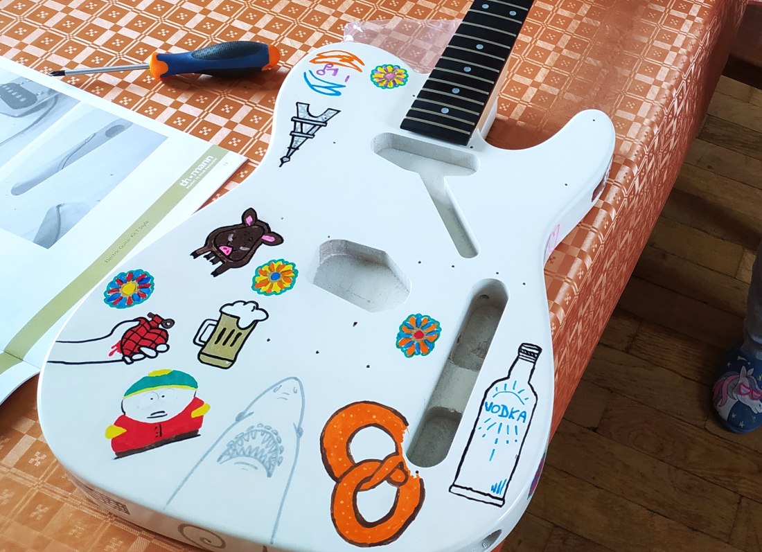 guitare telecaster kit harley benton thomann peinture du corps